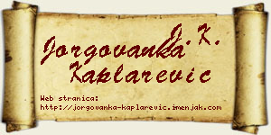 Jorgovanka Kaplarević vizit kartica